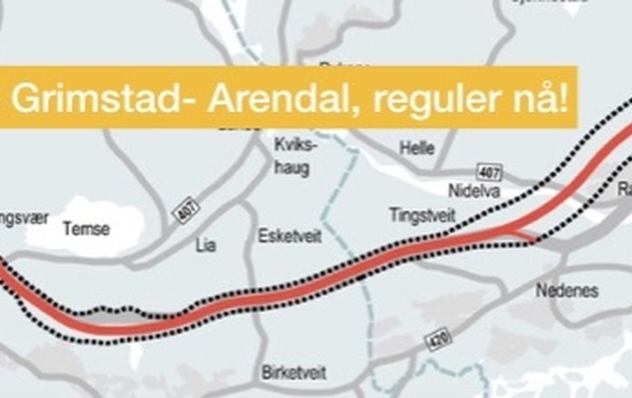 Næringsforeningen ber om fortgang i regulering av E18 Grimstad-Arendal